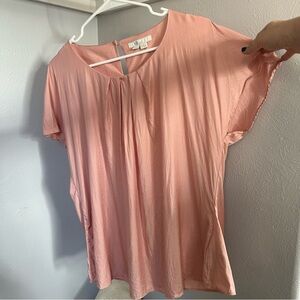 Boden light pastel pink Ravello Silk Blend blouse Top size 16-18 short sleeve